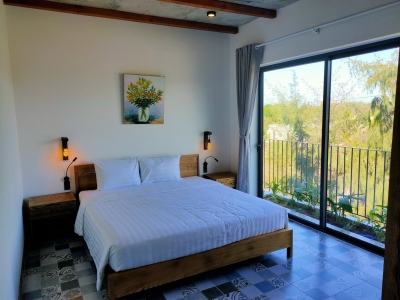 Cho thuê Homestay biển Hà My phòng 45m2 view sân vườn đủ nội thất và khu sinh hoạt chung tiện ích